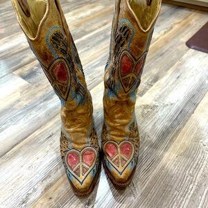 Corral Brown and Blue Heeled Boots